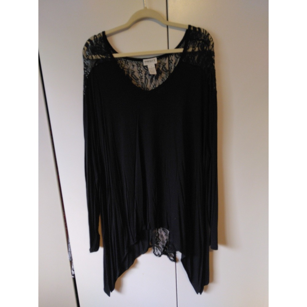 Womens Lace Details Asymetrical Hem Tunic Top Plus Size 3x Whimsigoth Grunge